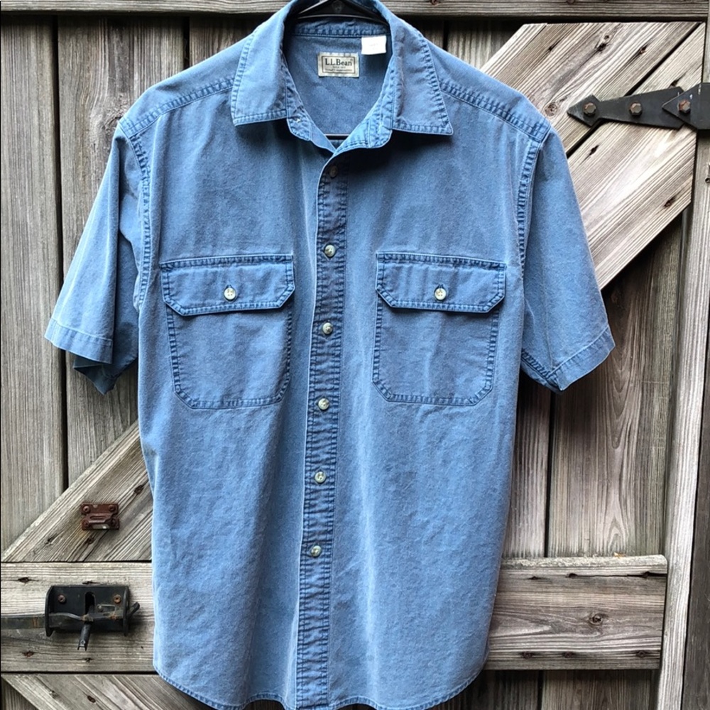 LL Bean 💯% Cotton Thick Chambray Fabric VGUC S